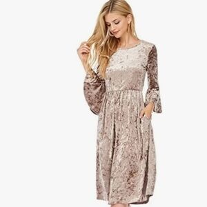 Reborn J Pink Bell Sleeve Sundress Velvet